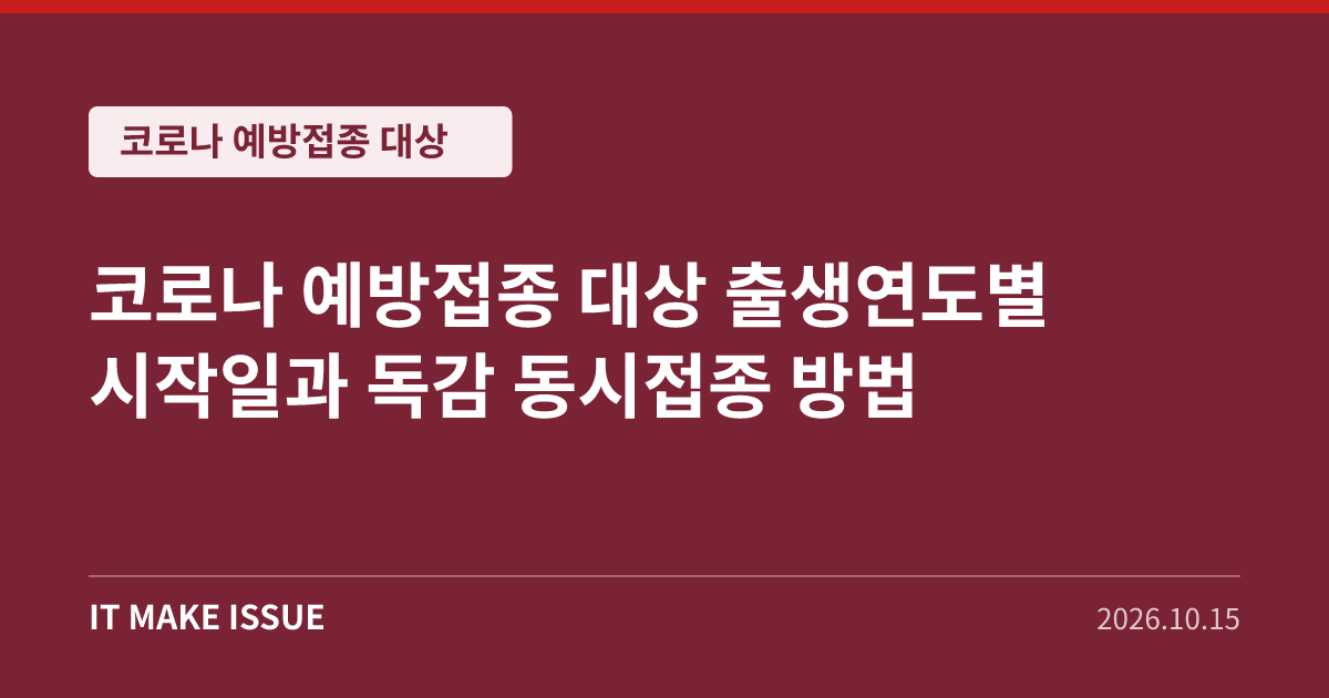 코로나 예방접종 대상 출생연도별 시작일과 독감 동시접종 방법 대표 이미지