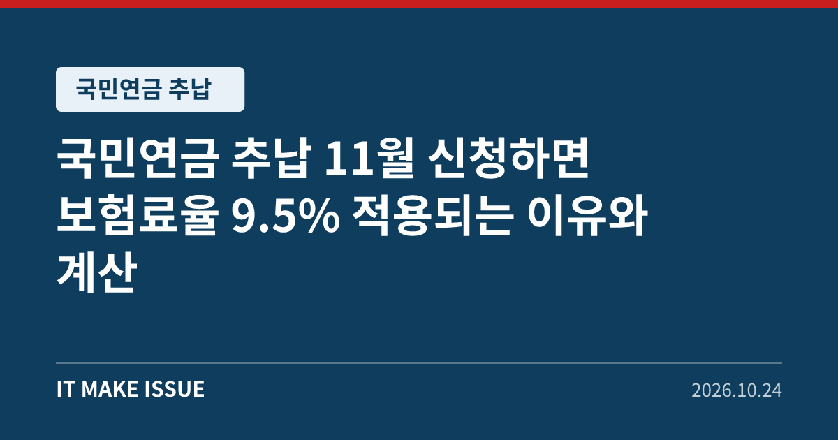 국민연금 추납 대표 이미지 - 11월 신청 시 보험료율 9.5% 적용 이유와 계산