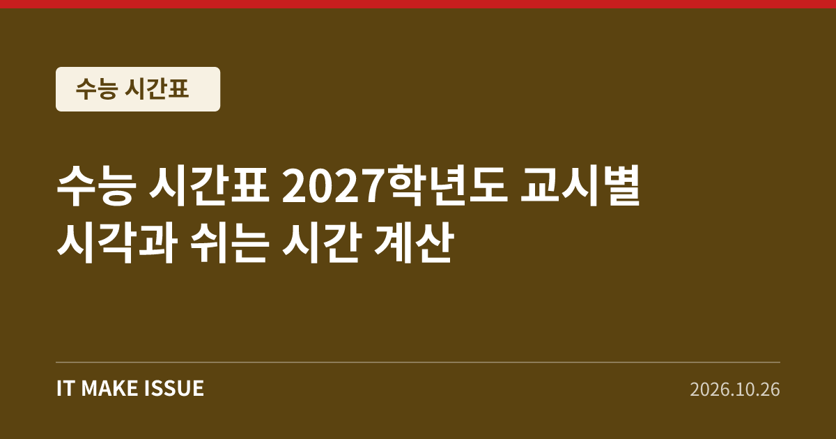 수능 시간표 대표 이미지 - 2027학년도 교시별 시각과 쉬는 시간 계산