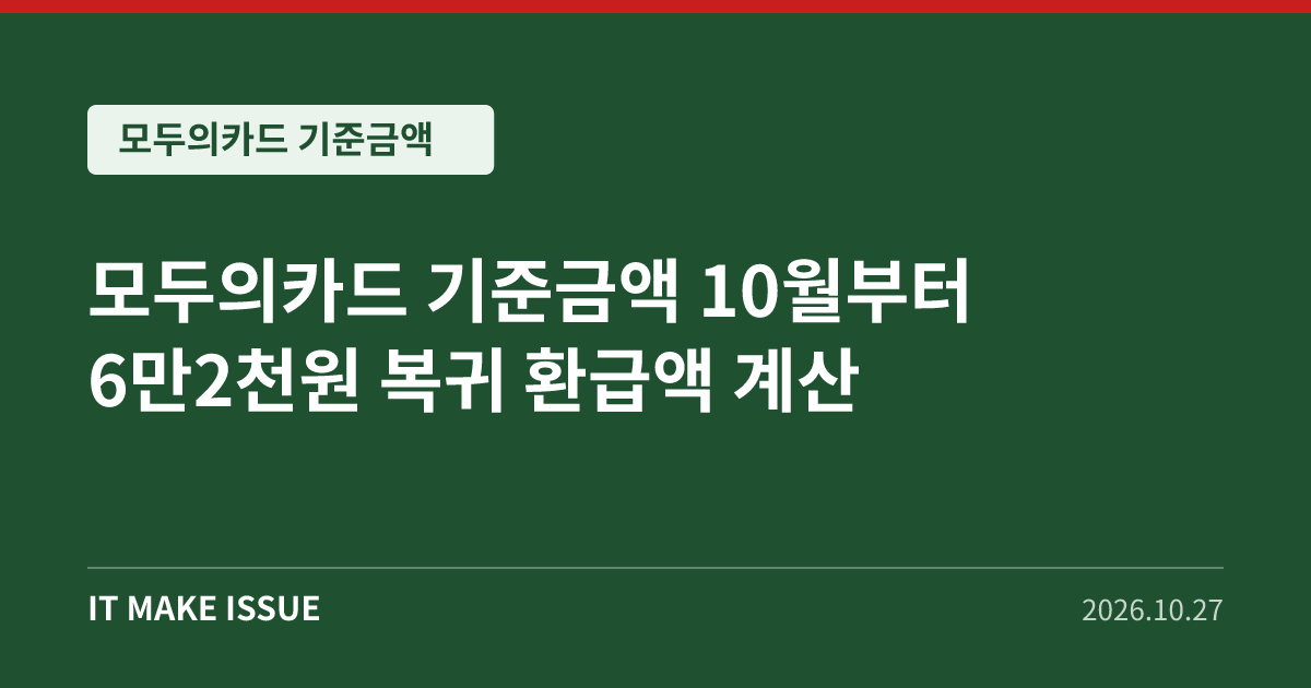 모두의카드 기준금액 대표 이미지 - 10월부터 6만2천원 복귀 환급액 계산