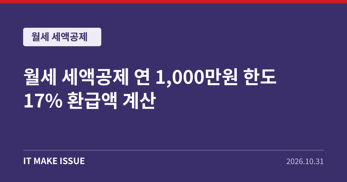 월세 세액공제 대표 이미지 - 연 1,000만원 한도 17% 환급액 계산